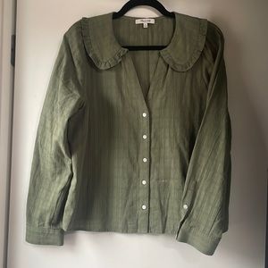 Madewell army green blouse size 6
